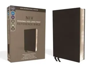 NIV, Personal Size Reference Bible, Large Print, Premium Leather, Black, Red Letter Edition, Comfort Print