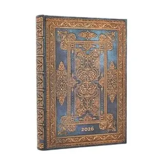 2026 Blue Luxe (Luxe Design) Midi 12-month Day-at-a-Time Hardcover Flexi Dayplanner 2026 (Elastic Band Closure)