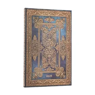 2026 Blue Luxe (Luxe Design) Maxi 12-month Horizontal Hardcover Flexi Dayplanner 2026 (Elastic Band Closure)