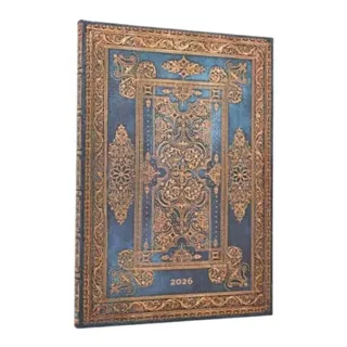 2026 Blue Luxe (Luxe Design) Grande 12-month Vertical Hardcover Flexi Dayplanner 2026 (Elastic Band Closure)