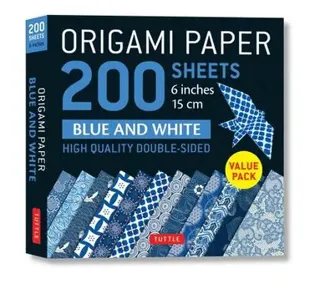 Origami Paper 200 sheets Blue and White Patterns 6' (15 cm)