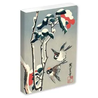 Journal Sparrows and Camellia in Snow by Hiroshige, Lined PB