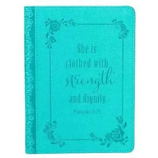 Christian Art Gifts Classic Handy-Sized Journal Strength and Dignity Proverbs 31 Woman Bible Verse Inspirational Scripture Notebook W/Ribbon, Faux Lea