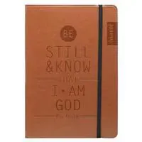 Christian Art Gifts Tan Faux Leather Journal, Be Still and Know - Psalm 46:10, Flexcover Inspirational Notebook W/Elastic Closure 160 Lined Pages W/Sc
