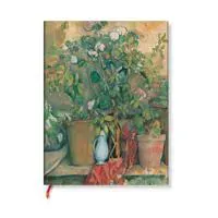 Cezanne’s Terracotta Pots and Flowers Midi Unlined Hardback Journal (Elastic Band Closure)