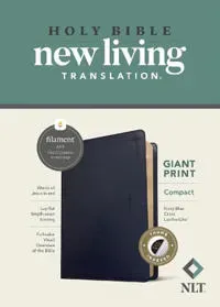 NLT Compact Giant Print Bible, Filament-Enabled Edition (Leatherlike, Navy Blue Cross, Indexed, Red Letter)