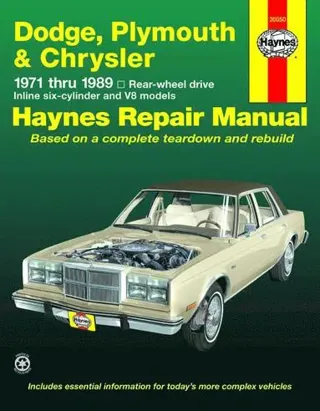 Dodge, Plymouth, & Chrysler RWD 6 cylinder & V8 (1971-1989) Haynes Repair Manual (USA)