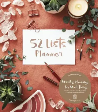 52 Lists Planner Undated 12-month Monthly/Weekly Spiralbound Planner with Pocket (Coral Crystal)