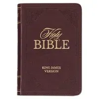 KJV Holy Bible, Mini Pocket Size, Faux Leather Red Letter Edition - Ribbon Marker, King James Version, Burgundy