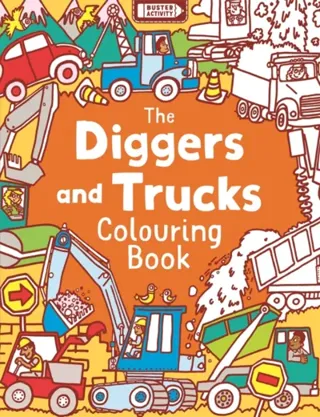 Diggers and trucks colouring book
