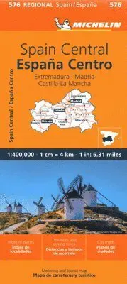 Spain Central, Extremadura, Castilla-La Mancha, Madrid - Michelin Regional Map 576