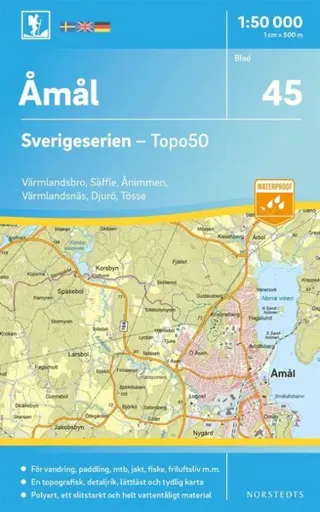 45 Åmål Sverigeserien Topo50 : Skala 1:50 000
