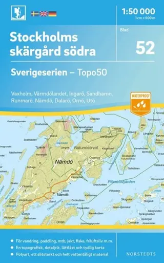 52 Stockholms skärgård södra Sverigeserien Topo50 : Skala 1:50 000