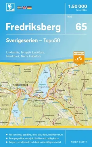 65 Fredriksberg Sverigeserien Topo50 : Skala 1:50 000