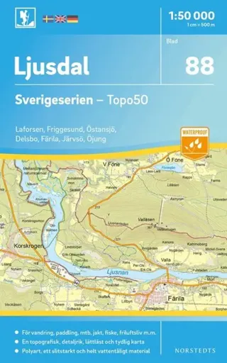 88 Ljusdal Sverigeserien Topo50 : Skala 1:50 000