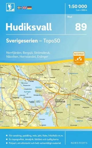 89 Hudiksvall Sverigeserien Topo50 : Skala 1:50 000