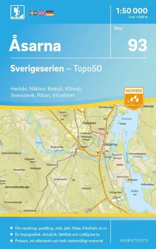 93 Åsarna Sverigeserien Topo50 : Skala 1:50 000