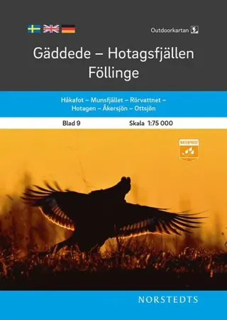 Outdoorkartan Gäddede Hotagsfjällen Föllinge : Blad 9 Skala 1:75 000