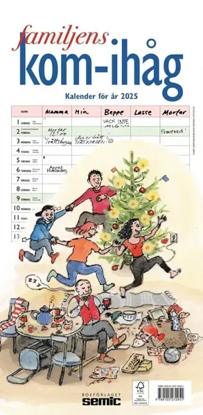 Väggkalender 2025 Familjens kom-ihåg-kalender