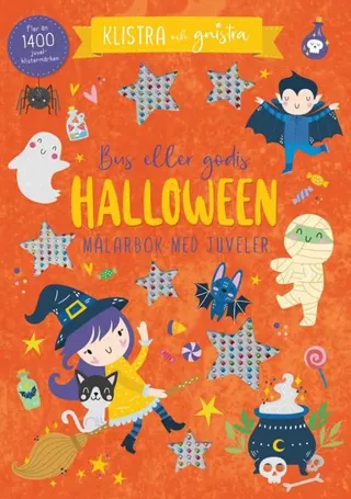 Halloween - Bus eller godis : Målarbok med juveler