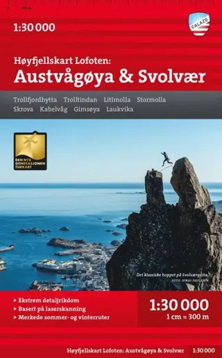 Høyfjellskart Lofoten: Austvågøya - Svolvær 1:30.000