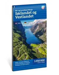 Car and tourist map of South and West Norway 1:350,000